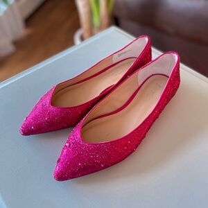 Betsey Johnson Pink Rhinestone Pointed Toe Flats
